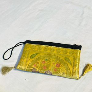 Golden Bloom Handcrafted Jute Pouch