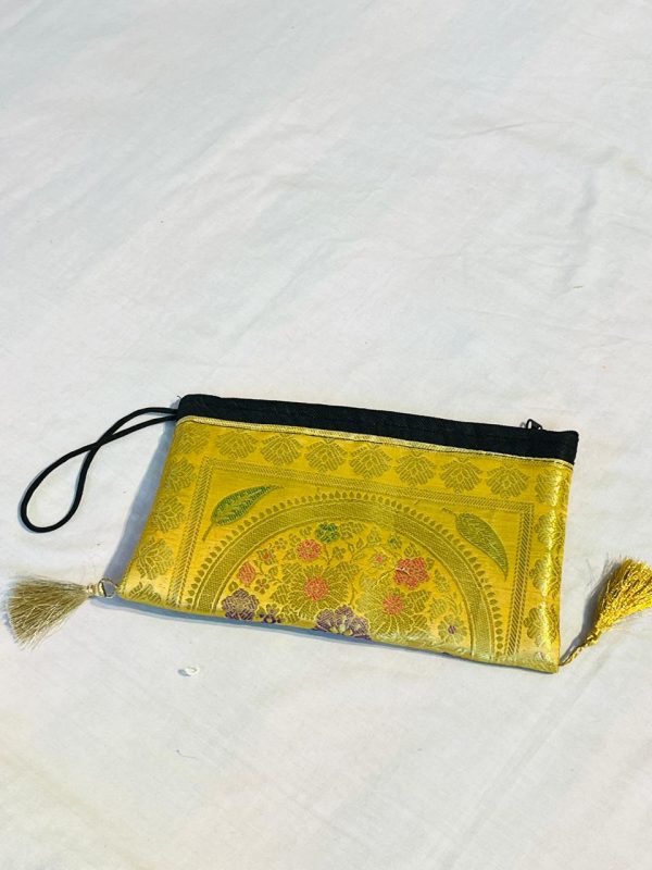 Golden Bloom Handcrafted Jute Pouch