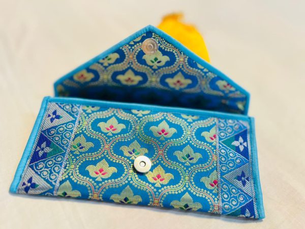 Azure Heritage Handcrafted Jute Pouch